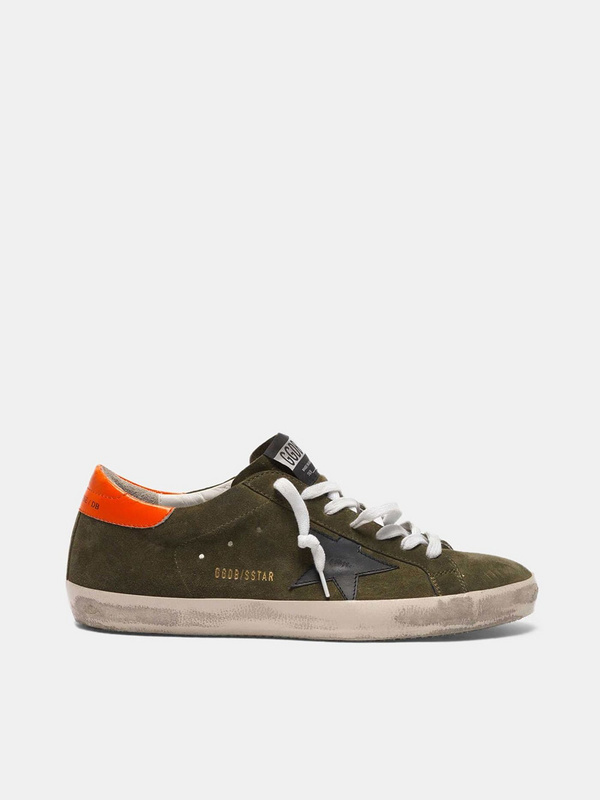 golden goose Super-Star sneakers in suede with orange heel tab(A970)