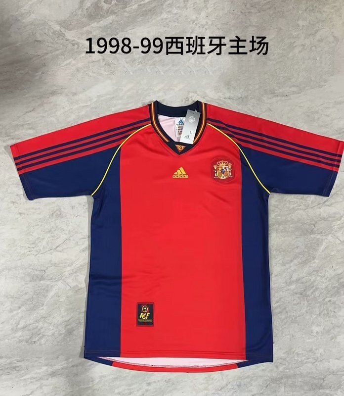 vintage Spain retro home jerseys 1998 maglia calcio maillot football camisetas futbolB8