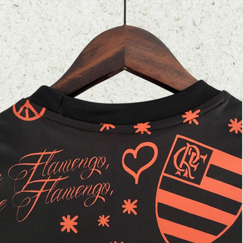 2223 Flamengo woman Pre-match Black Red soccer jersey Camiseta de fuyupoo camisas de time