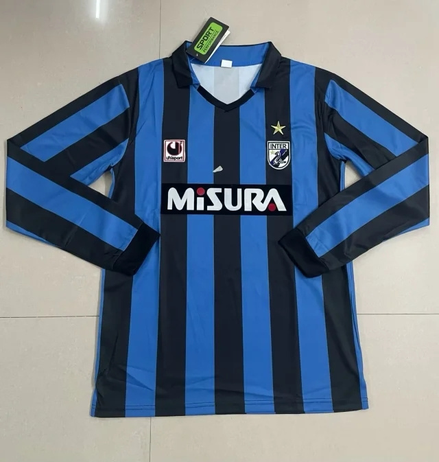 vintage Inter Milan LS Retro soccer jersey 1988 89 maglia calcio maillot football camis