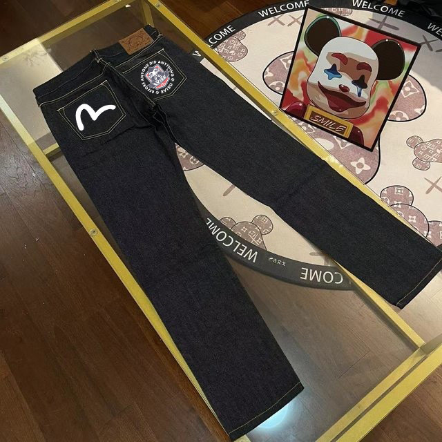 EVISU 2280）EVISU 福神 24s 佛頭 字母 海鷗 小直筒 牛仔長褲 牛仔褲 時�_001