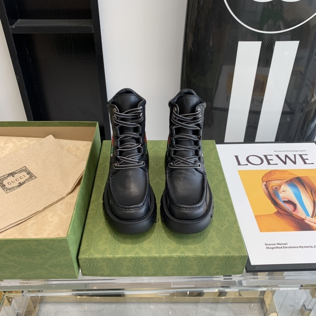 GUCCI SHOES Gucci women's ankle boot with Interlocking G 663594(190usd)(DFD4)