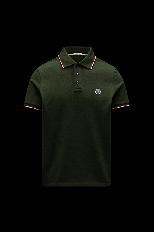 MONCLER TSHIRT -MONCLER Polo with tricolor detail
