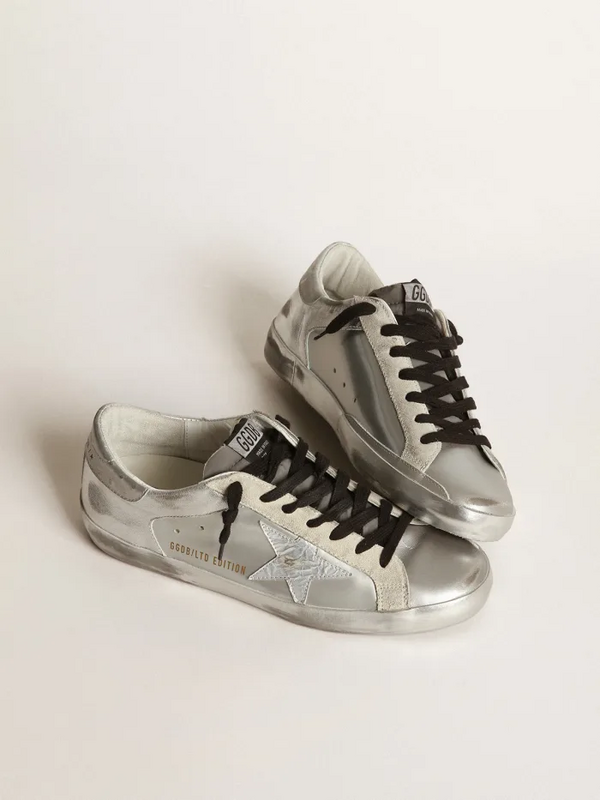 golden goose Women’s Super-Star sneakers with star and silver heel tab(C3AD)