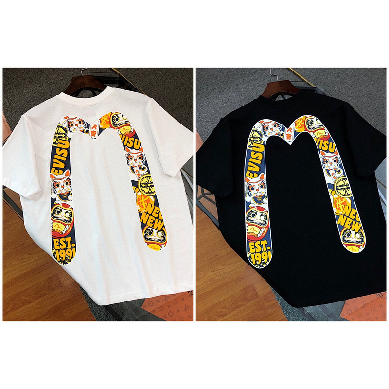 EVISU 1680）EVISU 福神 24新款 大M 達摩 招財貓 家徽 字母 短袖 短T 潮�