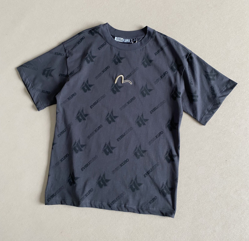 EVISU 1580）EvisuKuro 福神 25新款 滿版 字母 刺繡 海鷗 短袖 短T 時尚 �