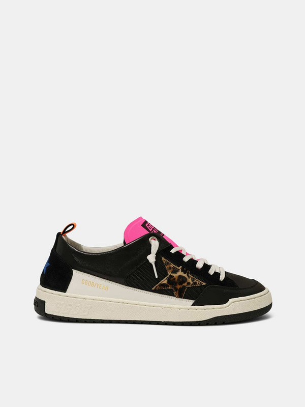 golden goose Black Yeah! sneakers with leopard-print star(61A5)