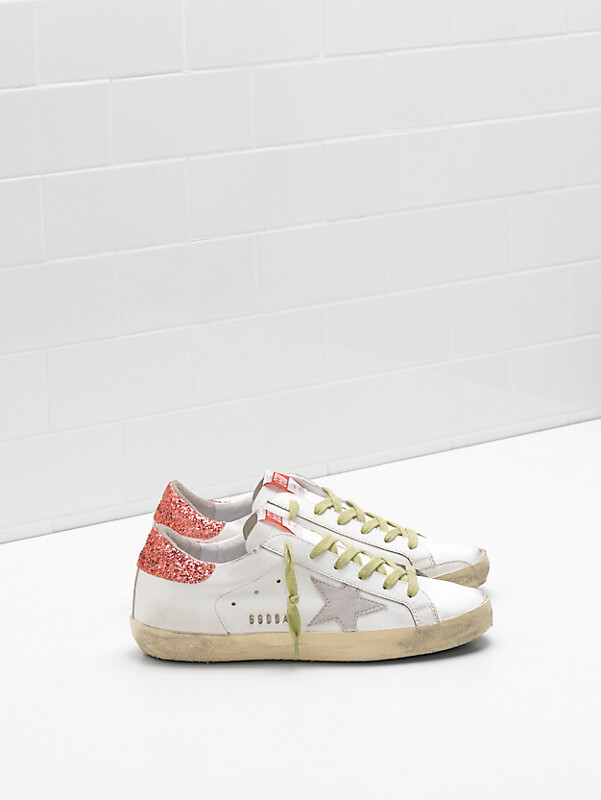 golden goose Superstar G34WS590.N90 Upper in calf leather Suede star Glitter coated heel tab(