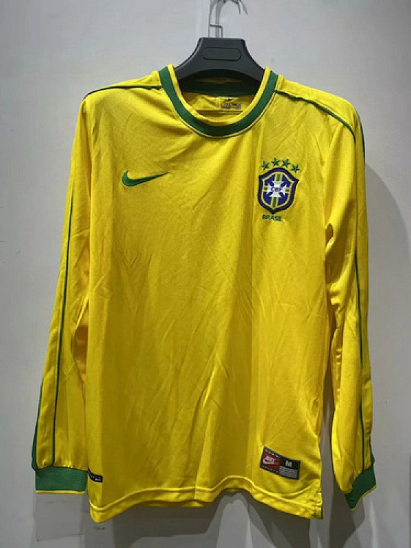 vintage Cheap Brazil LS retro soccer jerseys 1998 maglia calcio maillot football camise