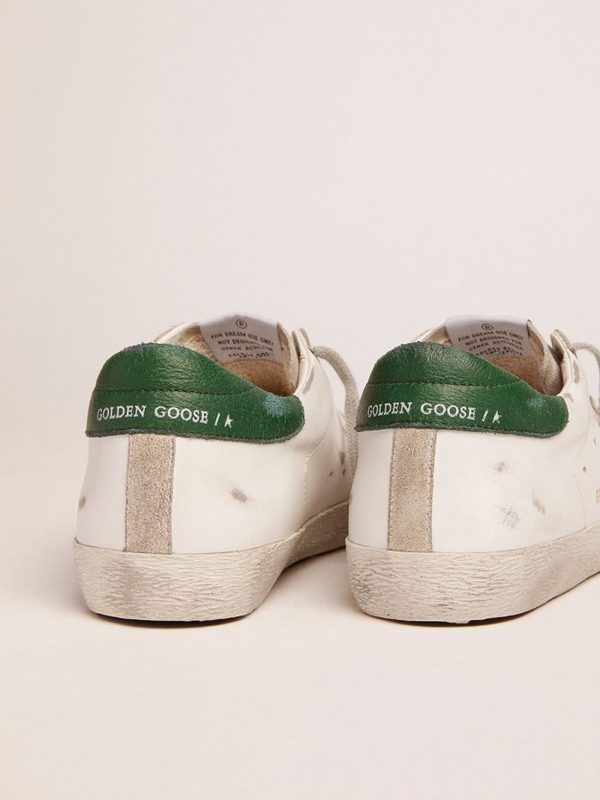 golden goose Super-Star sneakers with green leather heel tab and silver laminated leather sta