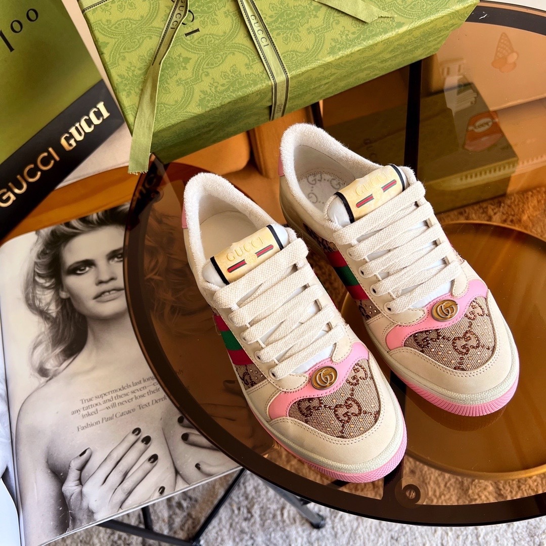 GUCCI SHOES Gucci Women's Screener sneaker with crystals 677423(170usd)(2D96)