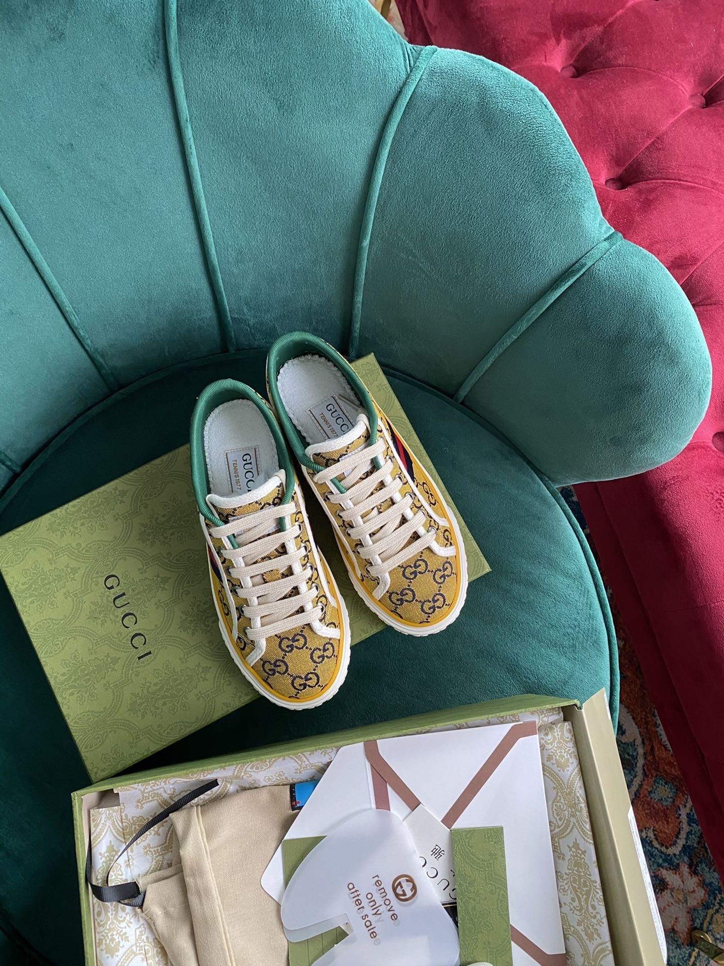 GUCCI SHOES Gucci Tennis 1977 GG Multicolor sneaker 663680∕663657(160 usd)(C425)