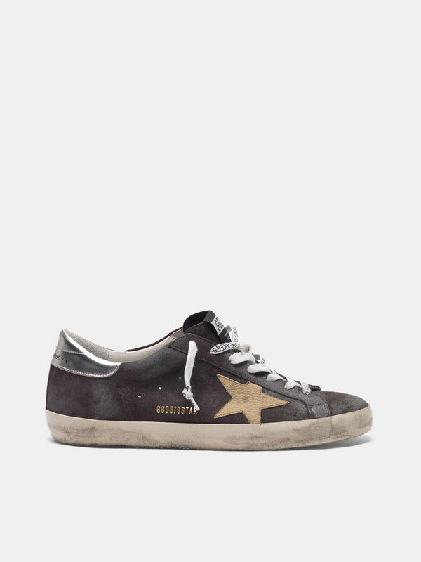 golden goose Grey Super-Star sneakers in suede with nude star(F340)
