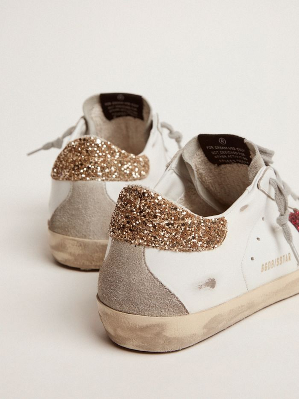 golden goose Super-Star sneakers with colored glitter star and heel tab(B9C5)