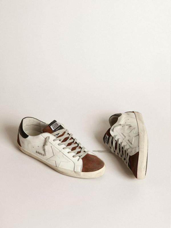 golden goose Two-tone white and brown Super-Star sneakers(D1E6)