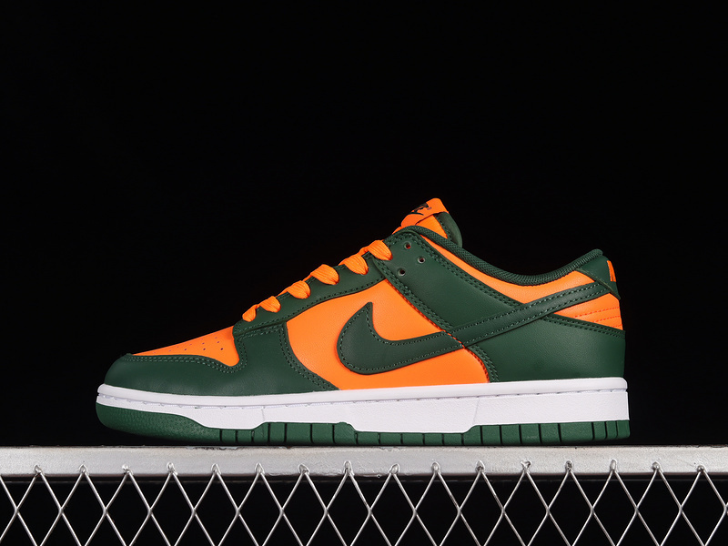 dunk 330 DD1391 300 SB DUNK LOW MIAMI HURRICANES GORGE GREEN WHITE TOTAL ORANGE UNISEX 36 46