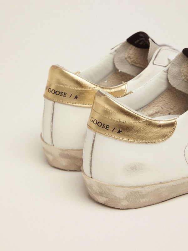 golden goose White Super-Star sneakers with leopard-print star(B127)