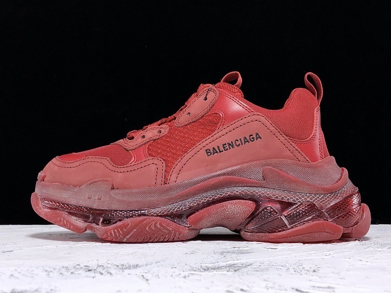 triple s 170 166 182 ECBA800616H 19SS TRIPLE S CLEAR SOLE TRAINERS RED RED UNISEX 35 45 D57B