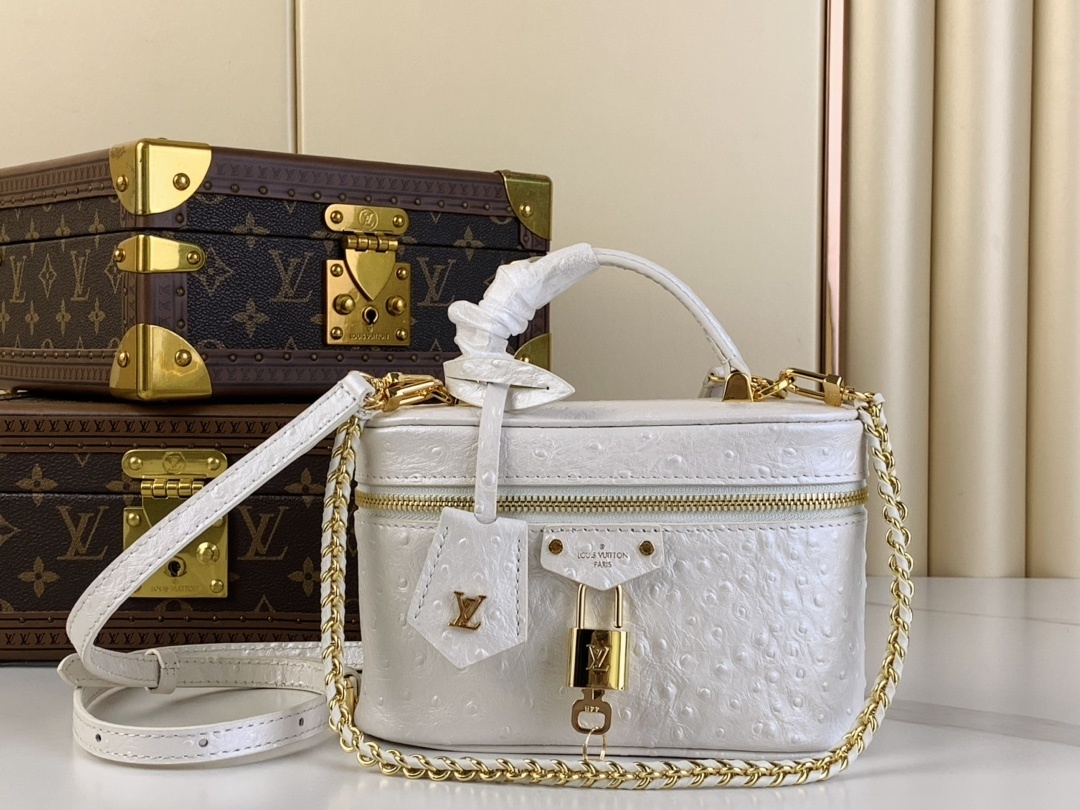 LV-Handbags N85820 White (ostrich print)(A46D)