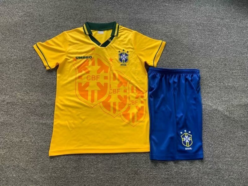 vintage Cheap Brazil retro kids sets 1994 maglia calcio maillot football camisetas futb