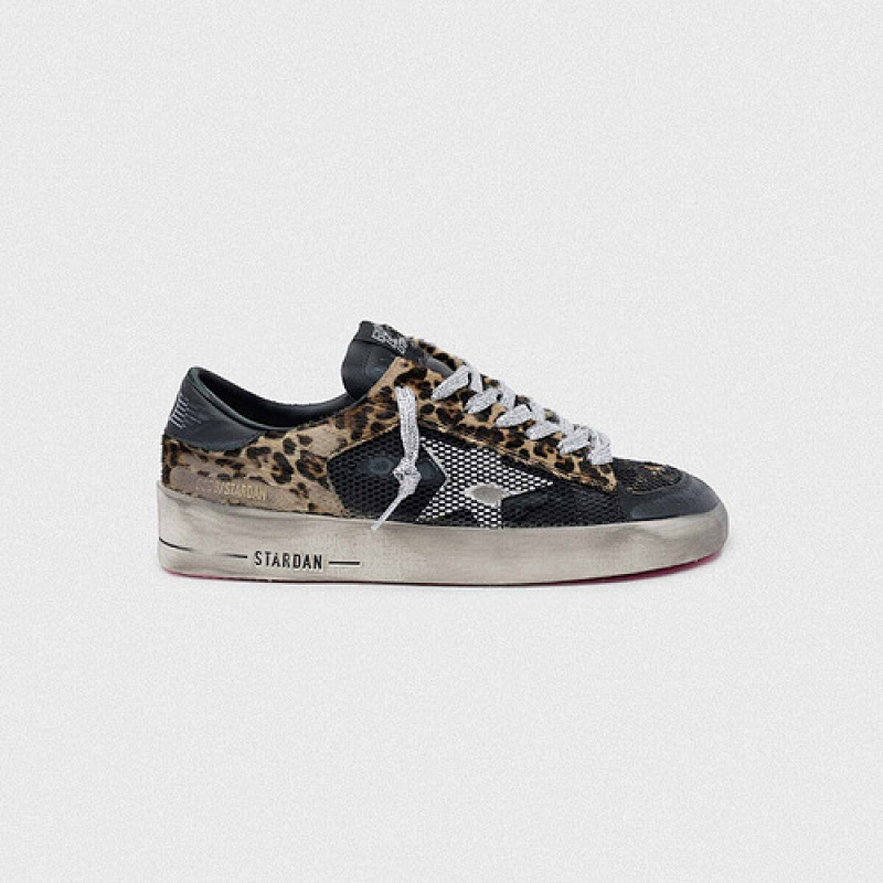 golden goose Leopard-print Stardan sneakers with fuchsia sole(27FC)