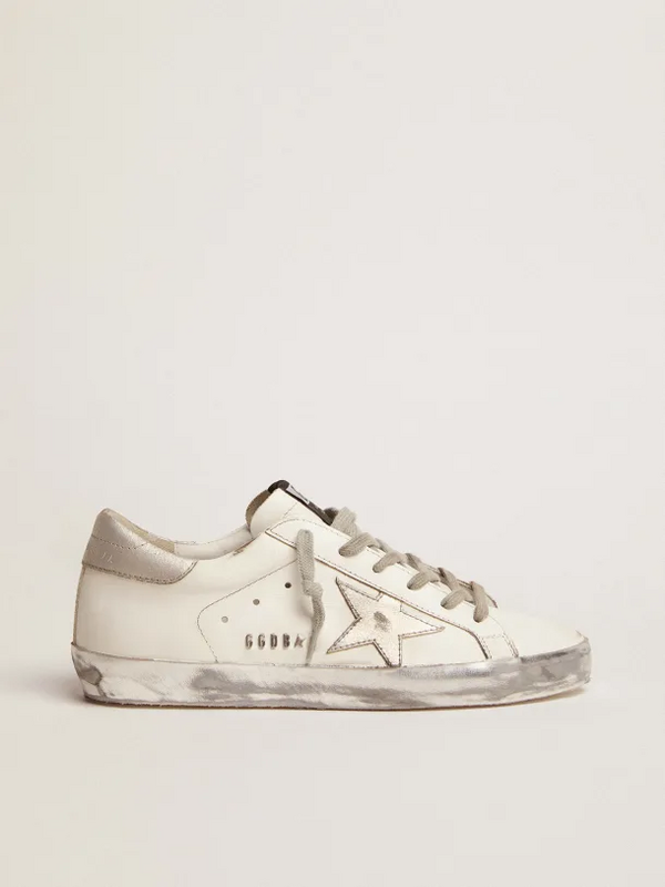 golden goose Super-Star sneakers with silver sparkle foxing and metal stud lettering(4EDF)