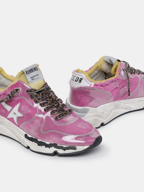 golden goose Fuchsia Running Sole sneakers with raw edges(3621)