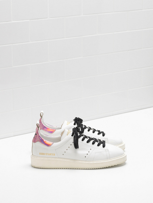 golden goose STARTER Sneakers G30WS631 Upper in natural calf leather Heel tab in an iridescen
