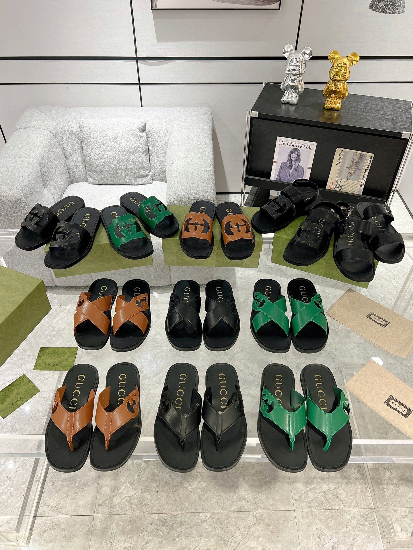 GUCCI SHOES gucc men's slide sandal 39-44(125usd)(32BA)