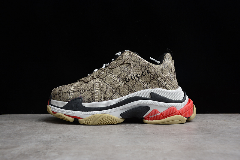 BALENCIAGA TRIPLE S 【550】[GU﹡CCI X BA﹡LEN﹡CIAGA TRIPLE S SNEAKERS BROWN∕BLACK∕RED]-[WOMAN︰35-3
