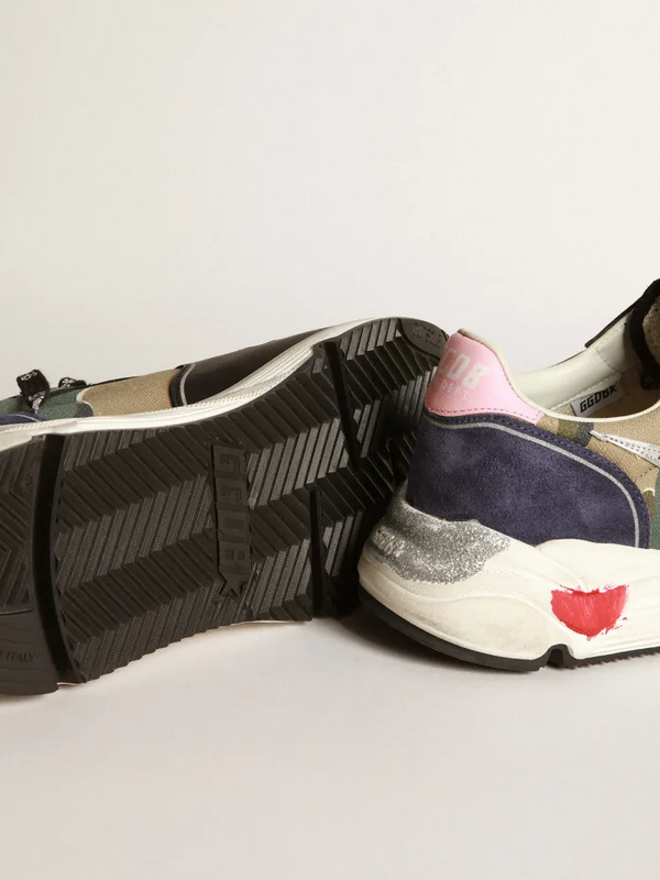 golden goose Running Sole sneakers in camouflage canvas with silver laminated leather star an