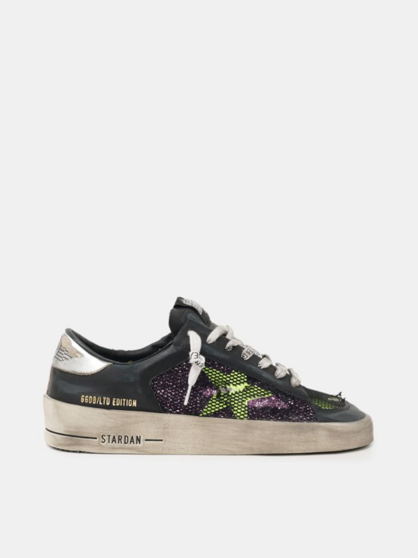 golden goose Women’s LAB Limited Edition Stardan sneakers with glitter and fluorescent yellow
