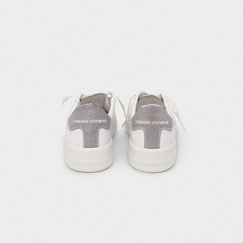 golden goose PURESTAR sneakers with glittery silver heel tab(F8AE)