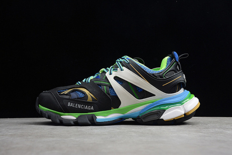 BALENCIAGA TRACK [ECBA8004636]-[3.0 TRIPLE S SNEAKER GOMMA MAILLE BLACK∕BLUE∕GREEN]-[UNISEX︰36