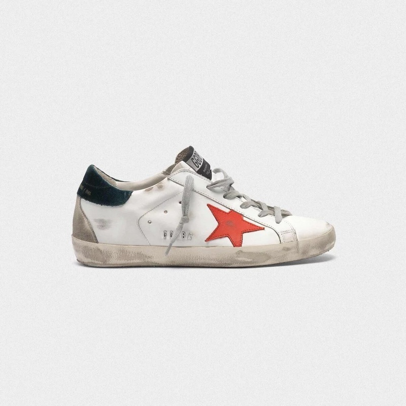 golden goose Superstar sneakers with metal GGDB lettering Red star(A75E)