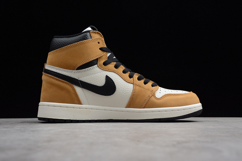 jordan 1 555088 700 AIR JORDAN 1 HIGH ROOKIE OF THE YEAR GOLDEN HARVEST BLACK SAIL UNISEX 36