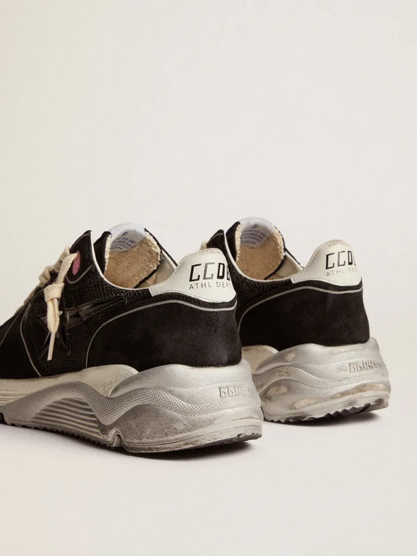 golden goose Running Sole sneakers with black mesh and suede upper and 3D star(D99F)