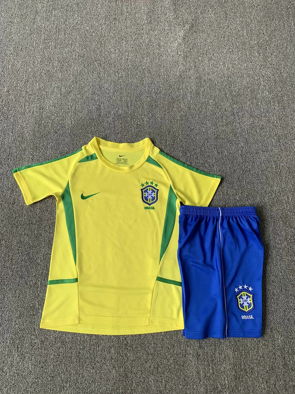 vintage Brazil retro kids sets 2002 maglia calcio maillot football camisetas futbolF461