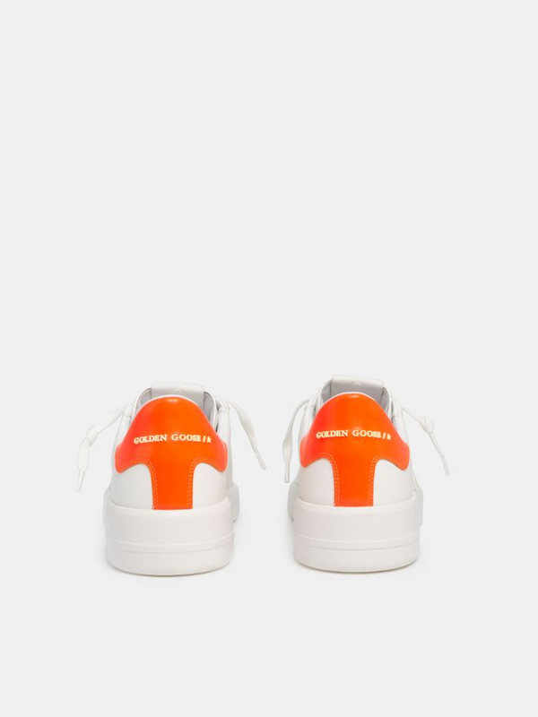 golden goose White Purestar sneakers with fluorescent orange heel tab(8347)