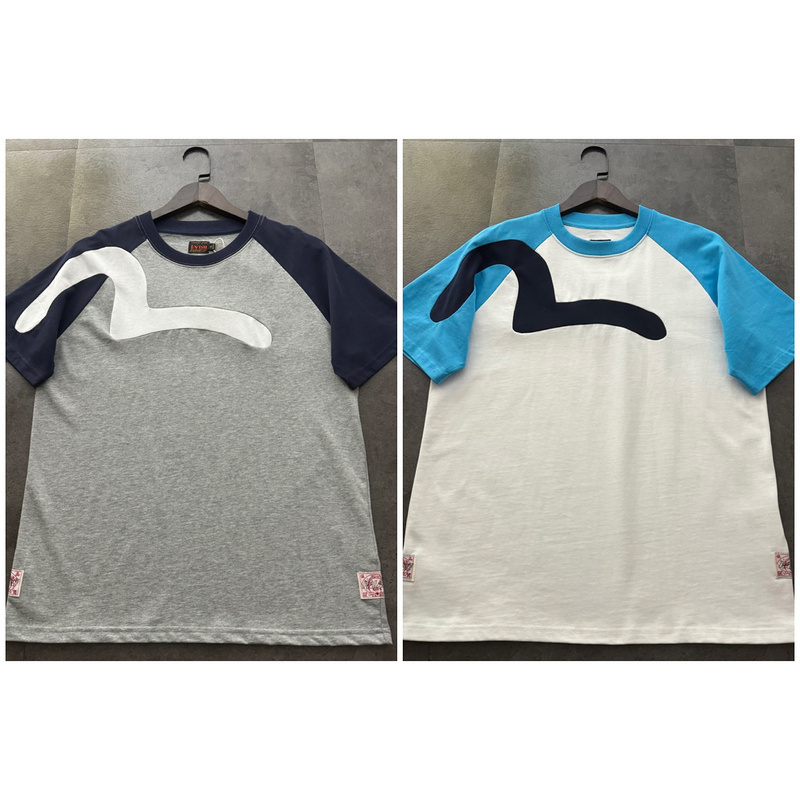EVISU 1580）EVISU 福神 25新款 海鷗 拼接 撞色 落肩 短袖 短T 時尚 潮流