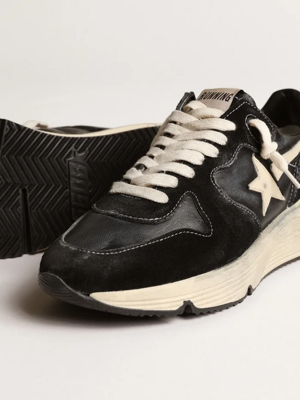 golden goose Women’s Running Sole sneakers in black nappa leather and suede with white leathe