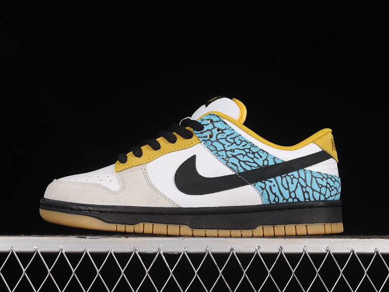 dunk 330 314142 061 DUNK LOW SB WHITE BLACK BLUE YELLOW MAN 39 45 491C