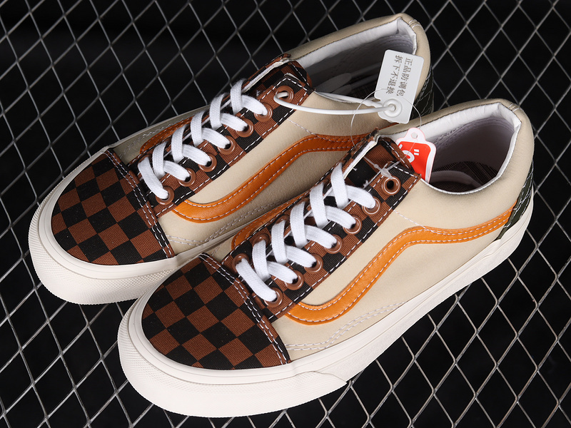 [VN0A5JMI94R]-[OLD SKOOL LOW-TOP CHECKERBOARD GREEN∕BROWN∕BLACK-OFF WHITE]-[WOMA...(E9A2)