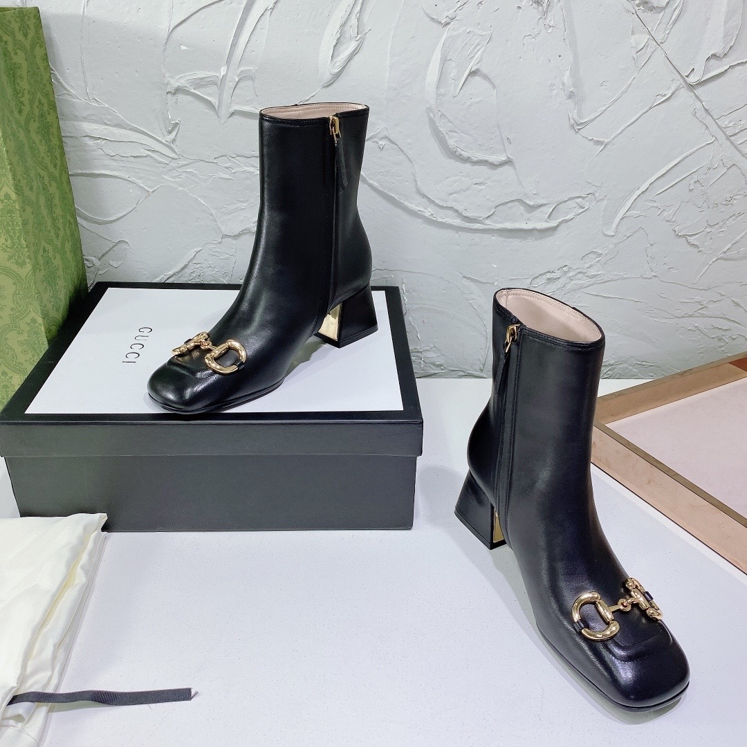 GUCCI SHOES Gucci women's mid-heel ankle boot with Horsebit 643888(170usd)(0556)