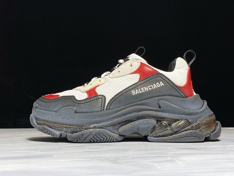 BALENCIAGA TRIPLE S 【650】[PK BA﹡LEN﹡CIAGA 19SS TRIPLE-S CLEAR SOLE TRAINERS BLACK∕WHITE∕RED]-[