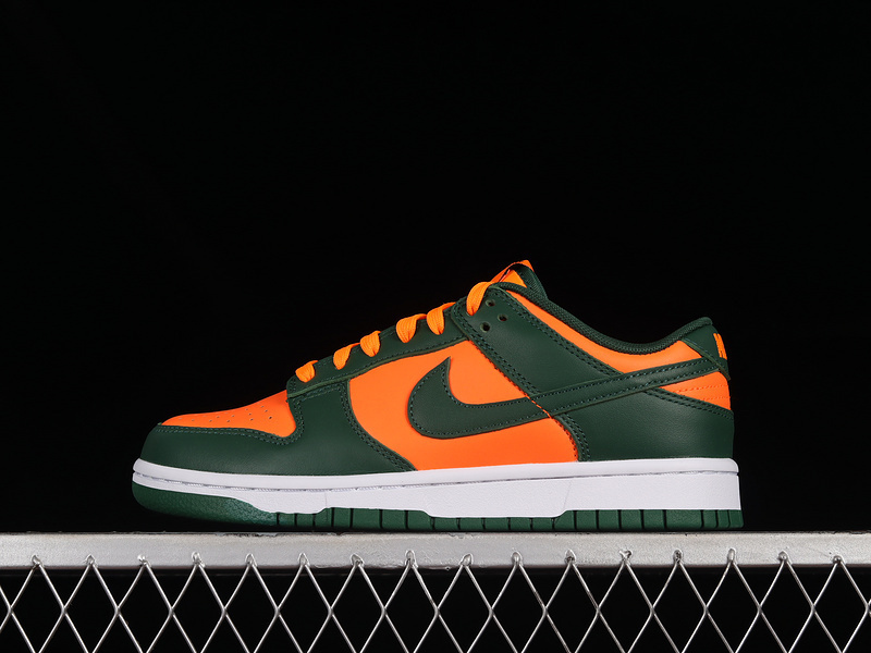 dunk 270 DD1391 300 SB DUNK LOW MIAMI HURRICANES GORGE GREEN WHITE TOTAL ORANGE UNISEX 36 46