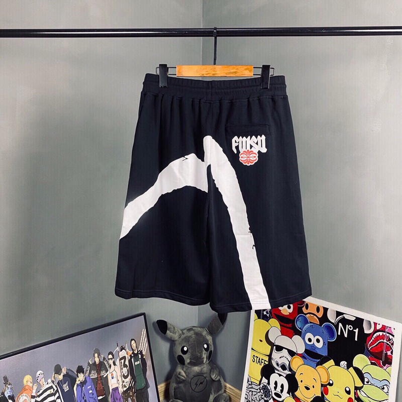 EVISU 1580）Evisu 福神 25新款 白 筆刷 大M 字母標籤 短褲 棉短褲 時尚