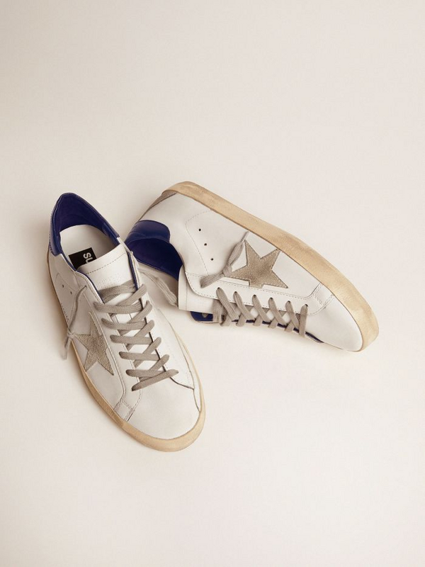 golden goose Men’s Super-Star sneakers with suede star and blue heel tab(6EFB)