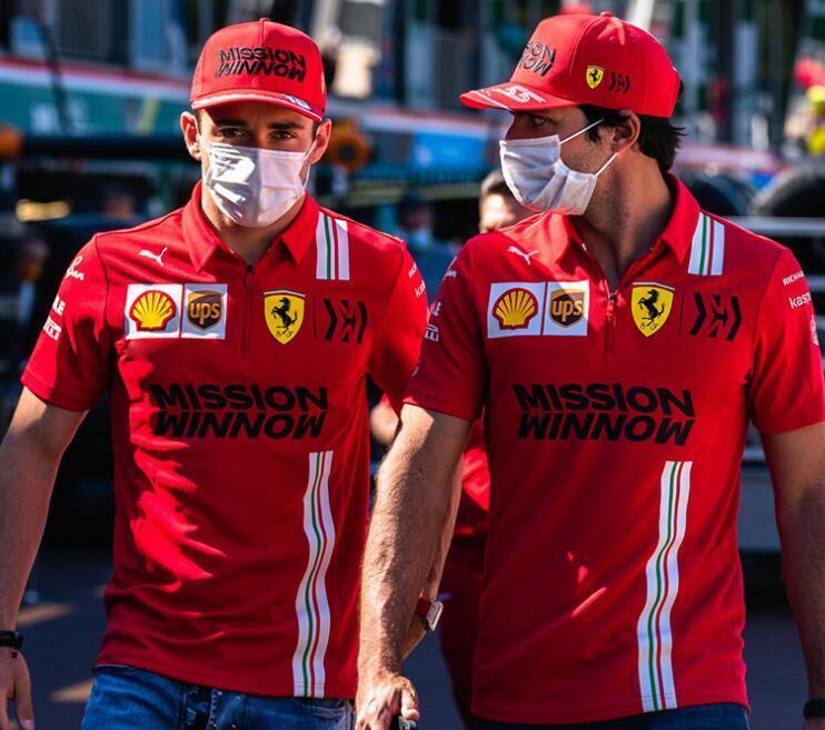 mercedes Ferrari Team 2021 red polo3E42