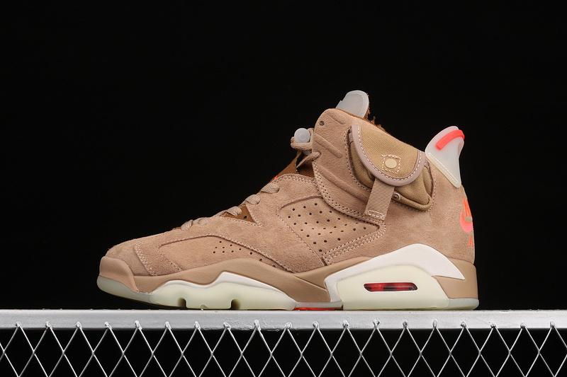 jordan 6 550 DH0690 200 TRAVIS SCOTT X AIR JORDAN 6 RETRO BRITISH KHAKI SAIL BRIGHT CRIMSON 3